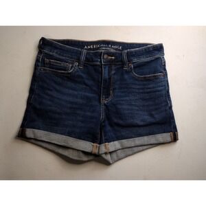 American Eagle Outfitters Womens Sz 4 Denim Blue Midi Shorts Next Level Stretch